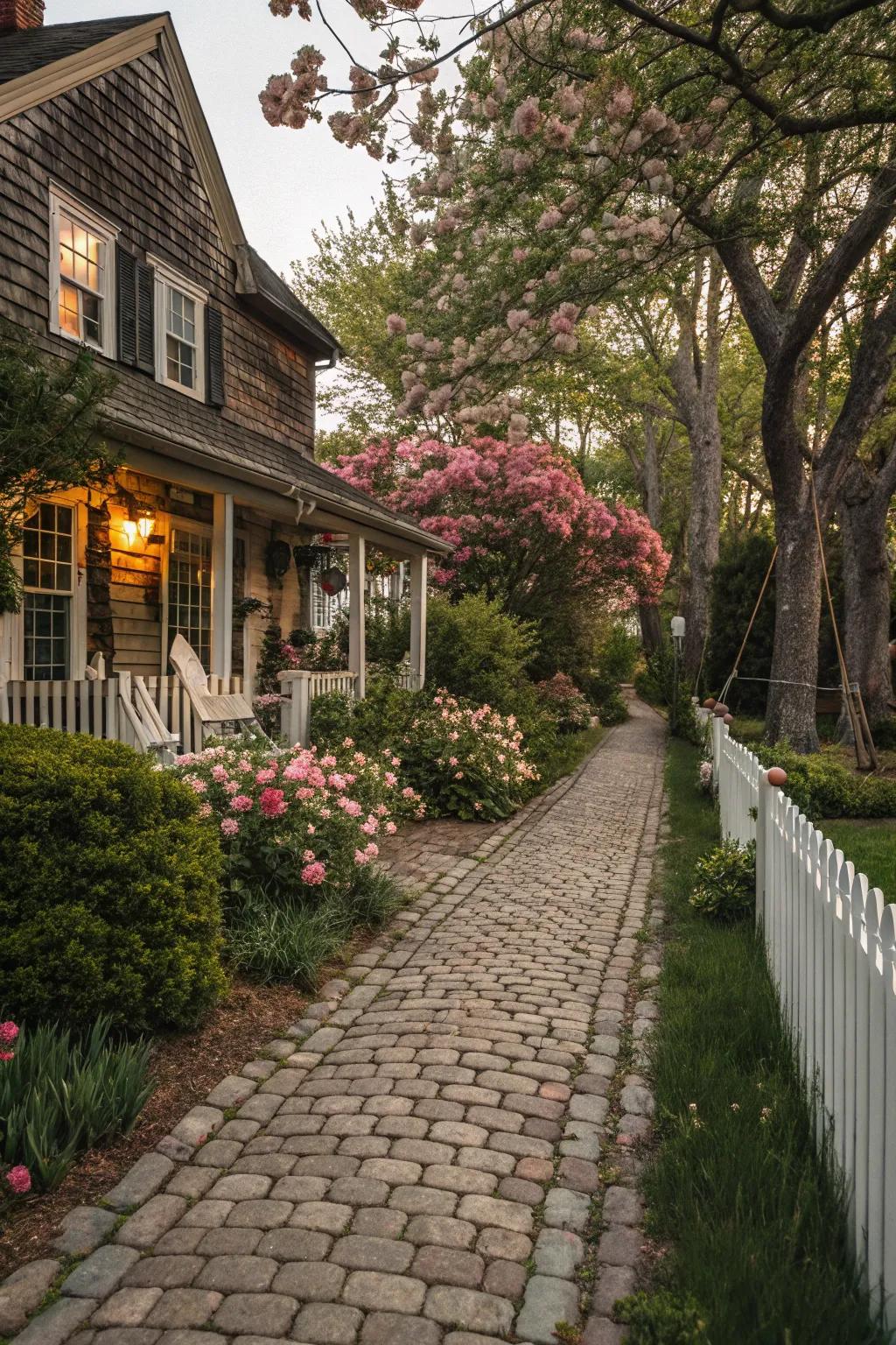 Cobblestone paths evoke a sense of nostalgia and history.