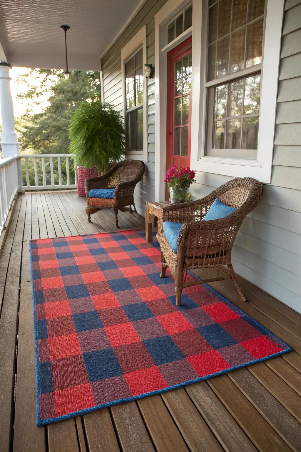A plaid rug brings warmth and seasonal style.