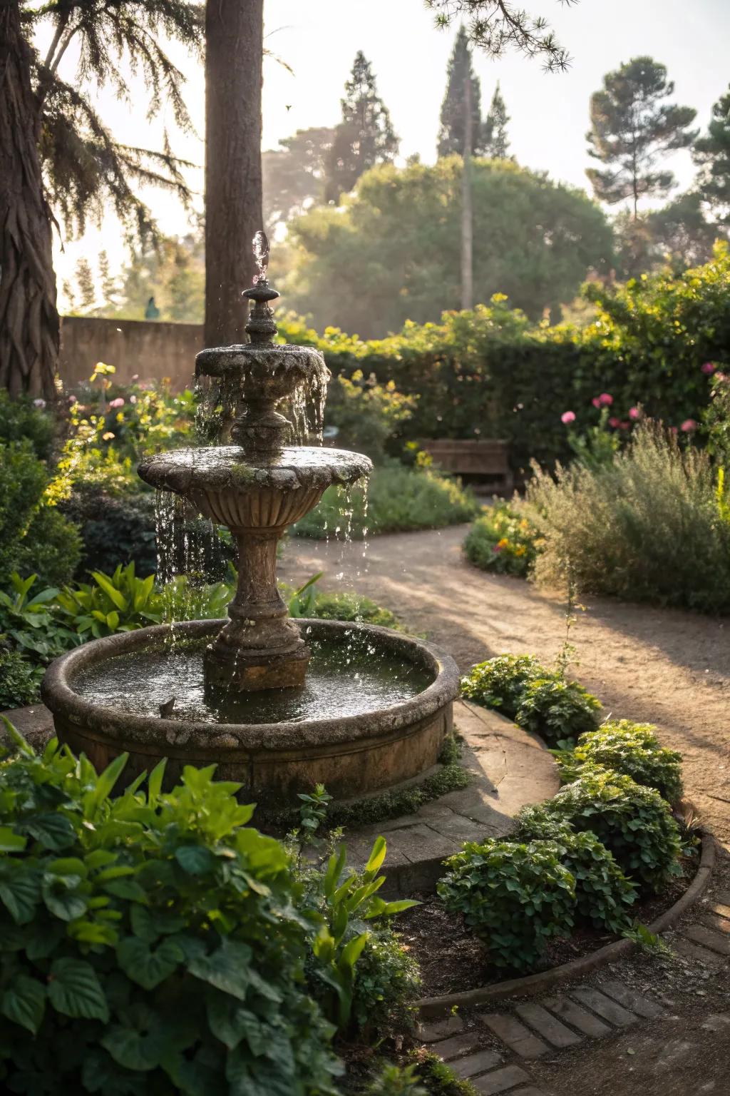 Water features add a calming element to gardens.