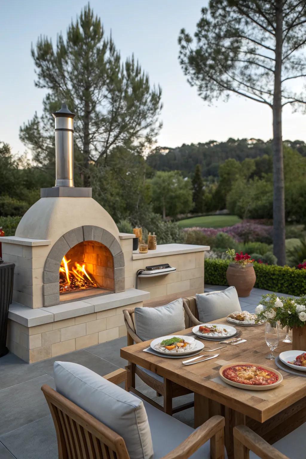 Combine warmth and flavor with a fireplace pizza oven combo.