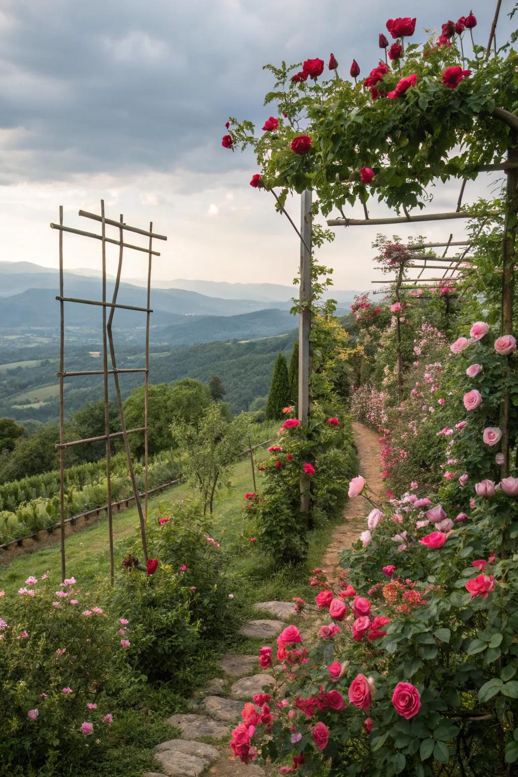 Vertical elements add height and interest to your slope.