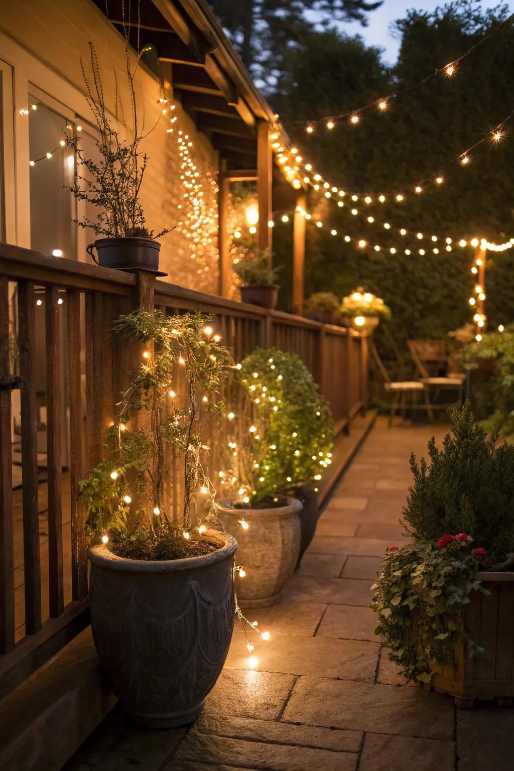 Fairy lights add a magical touch to your patio.