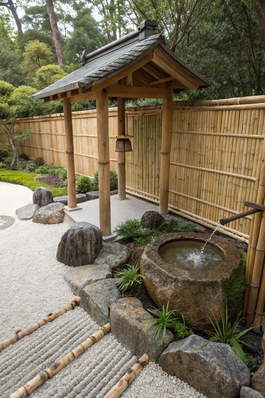 A serene Zen garden pavilion perfect for meditation and peace.