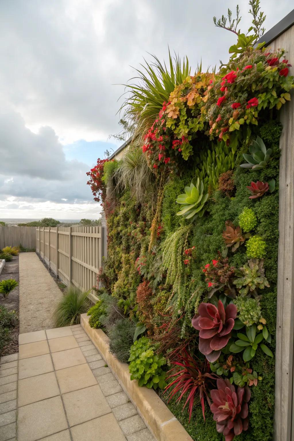 Living walls turn plain spaces into vibrant privacy screens.