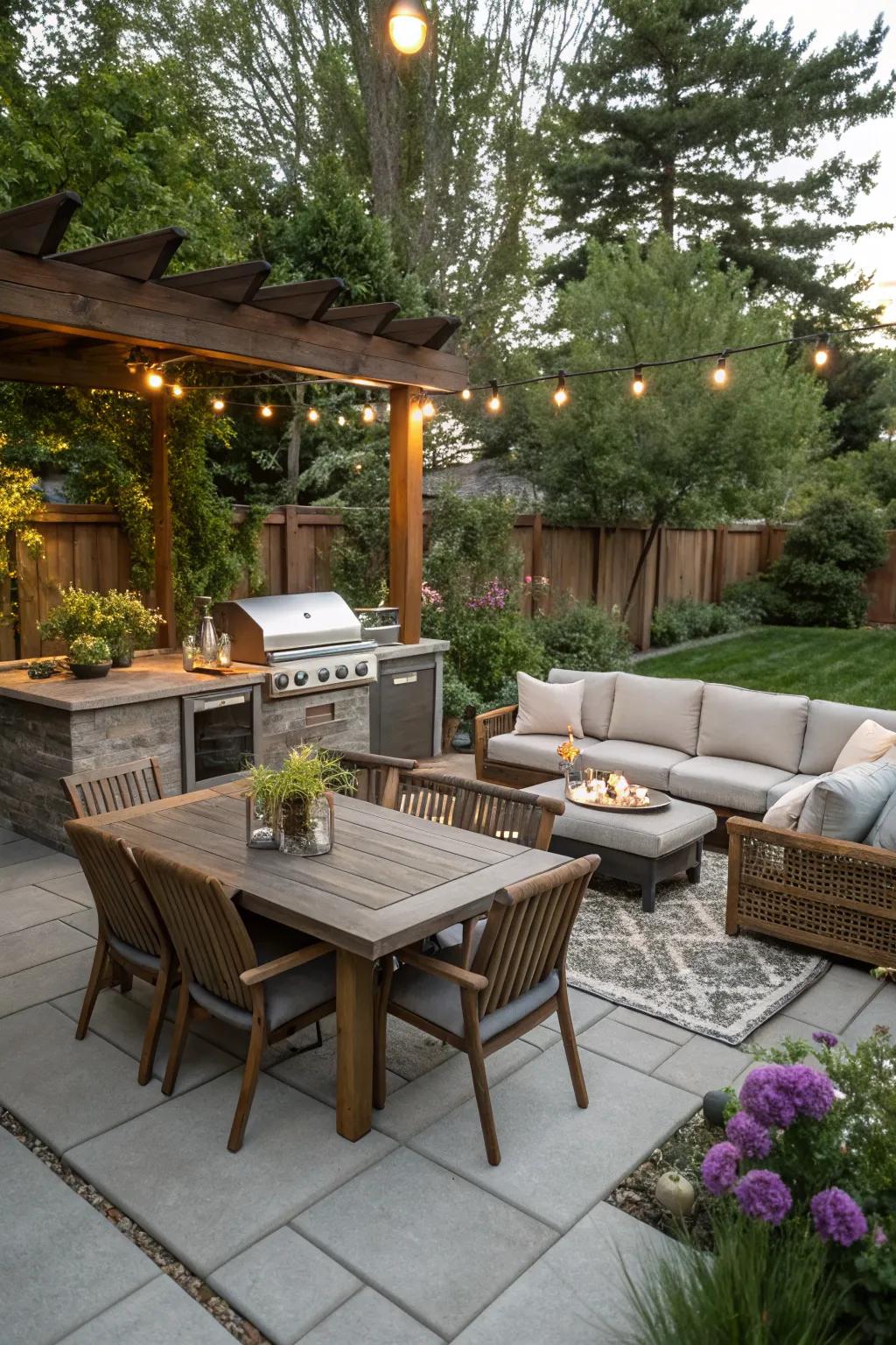 Create a chill zone with comfy seating around your grill.