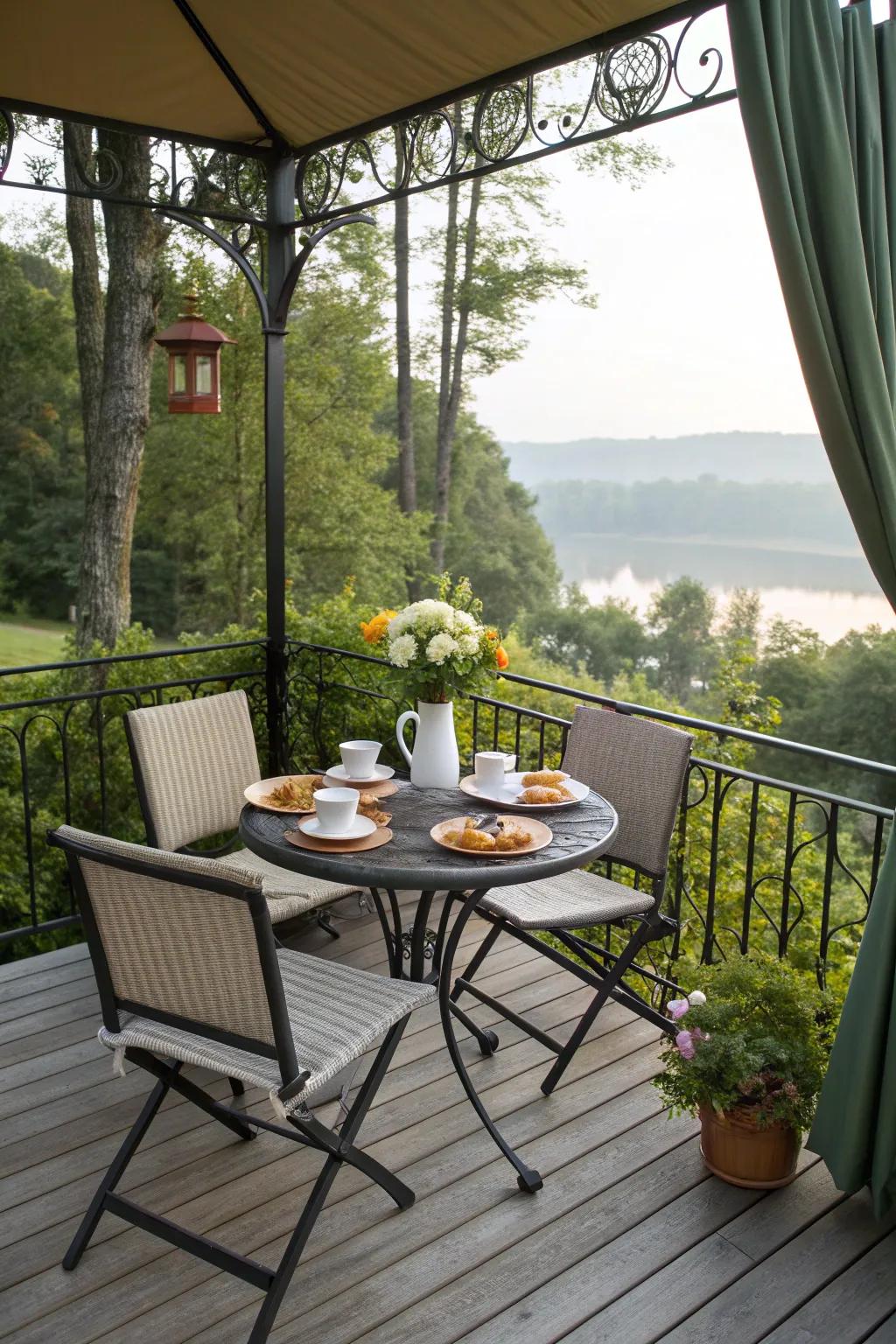 A breakfast nook offers a serene morning retreat.