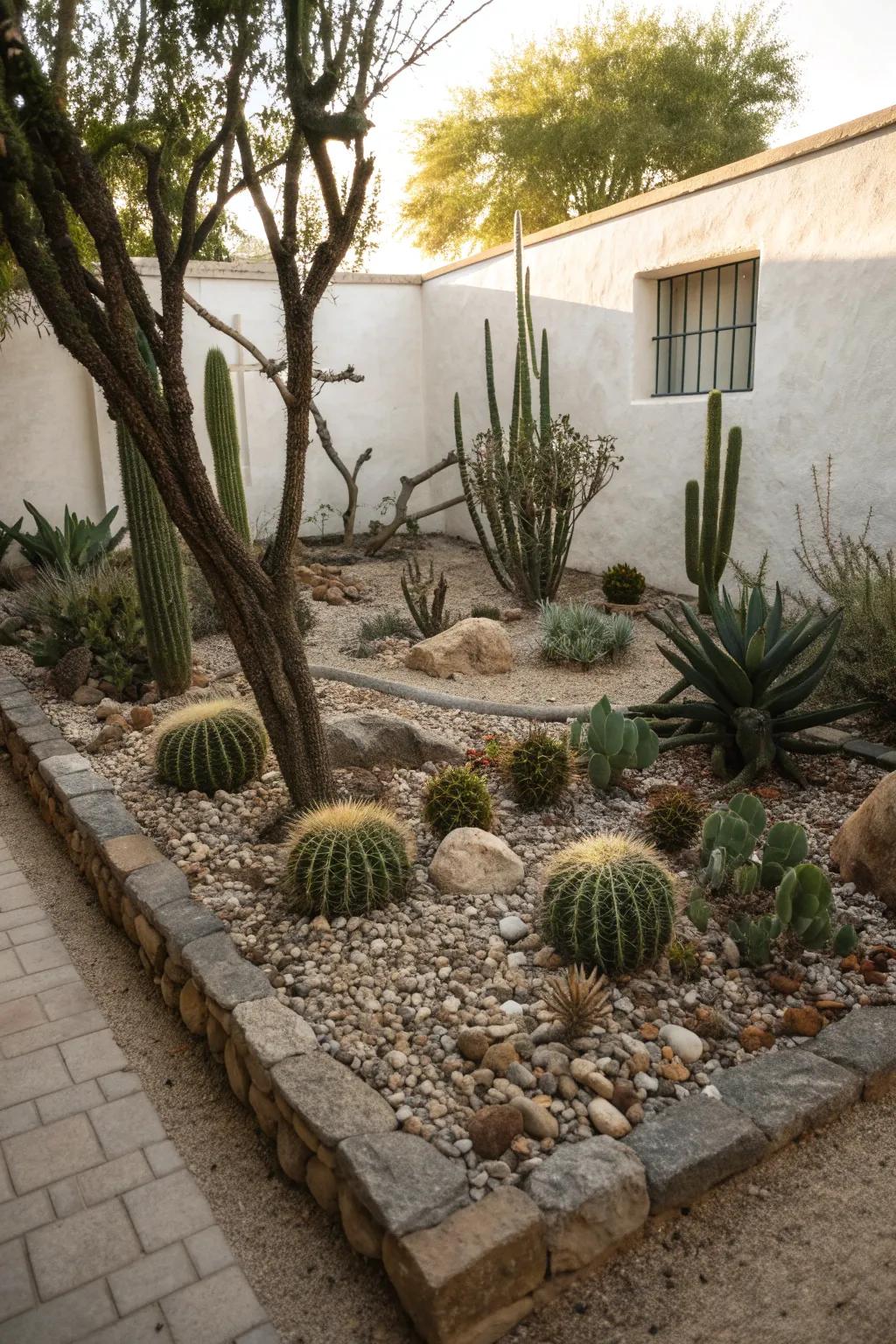 Cacti and pebbles—perfect for a low-maintenance desert look.