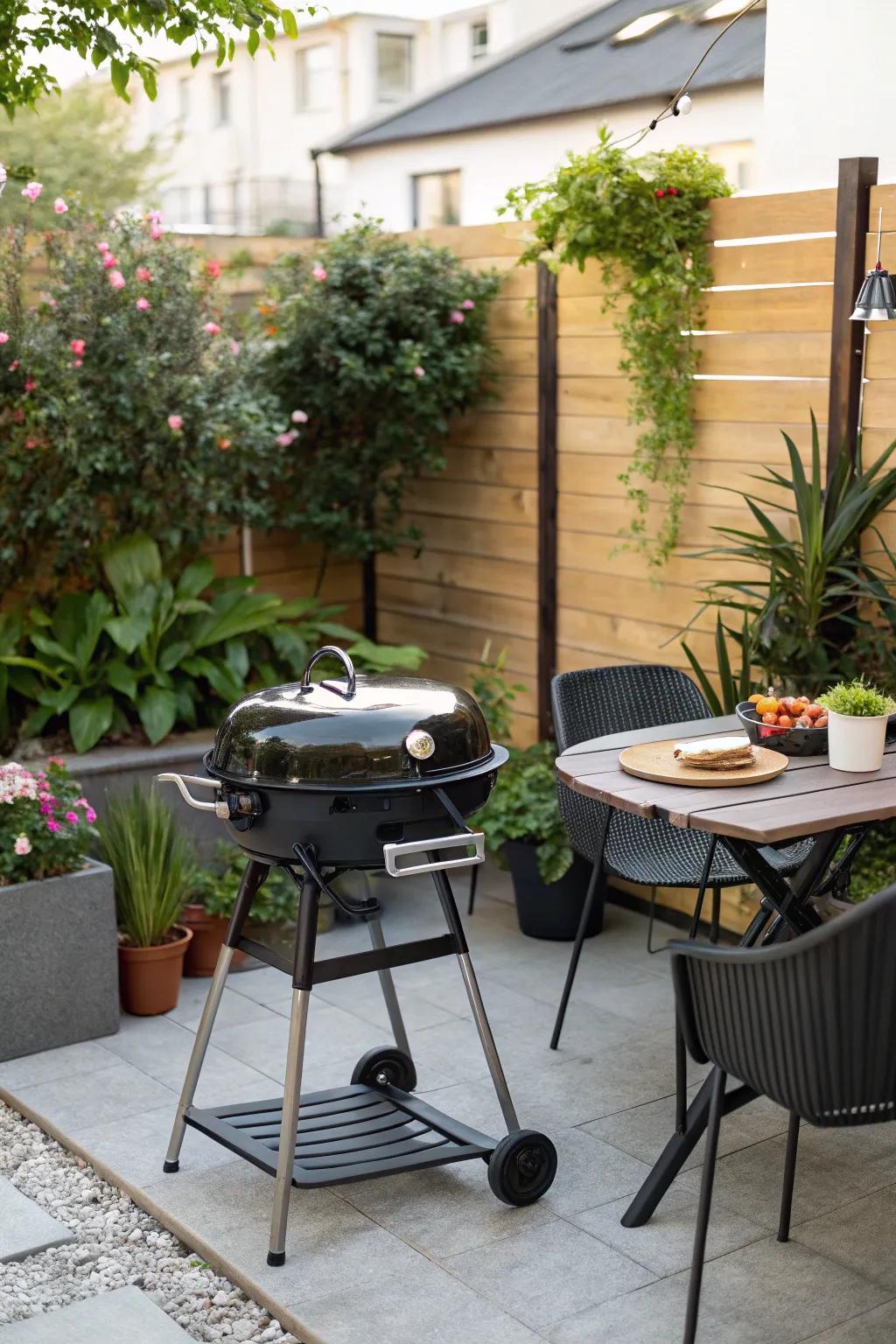 A portable grill ideal for flexible and space-saving BBQ setups.