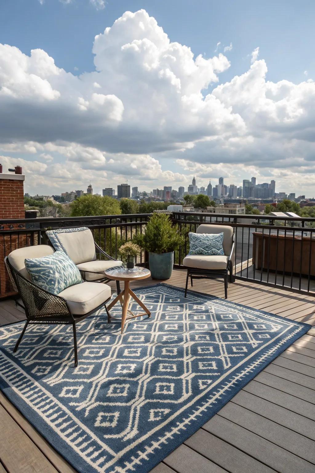 Rugs add style and comfort to your deck.