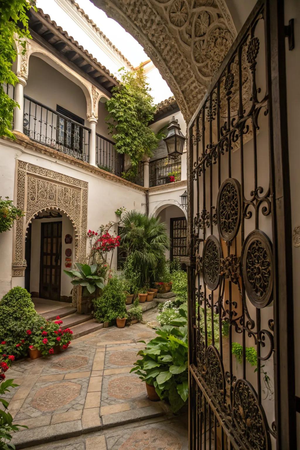 Ironwork adds elegance and artistry to your courtyard.