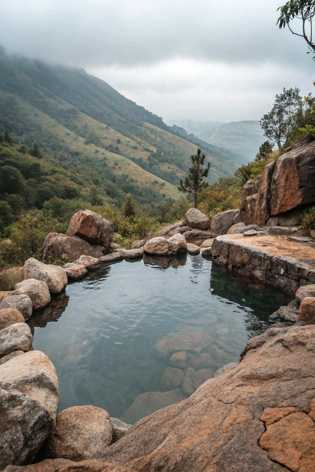 Rocks and boulders add a natural touch to splash pools.