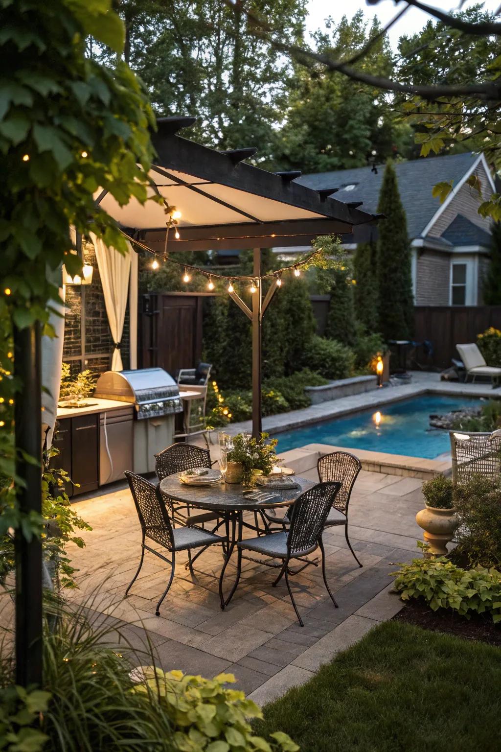 A charming dining nook perfect for outdoor meals.