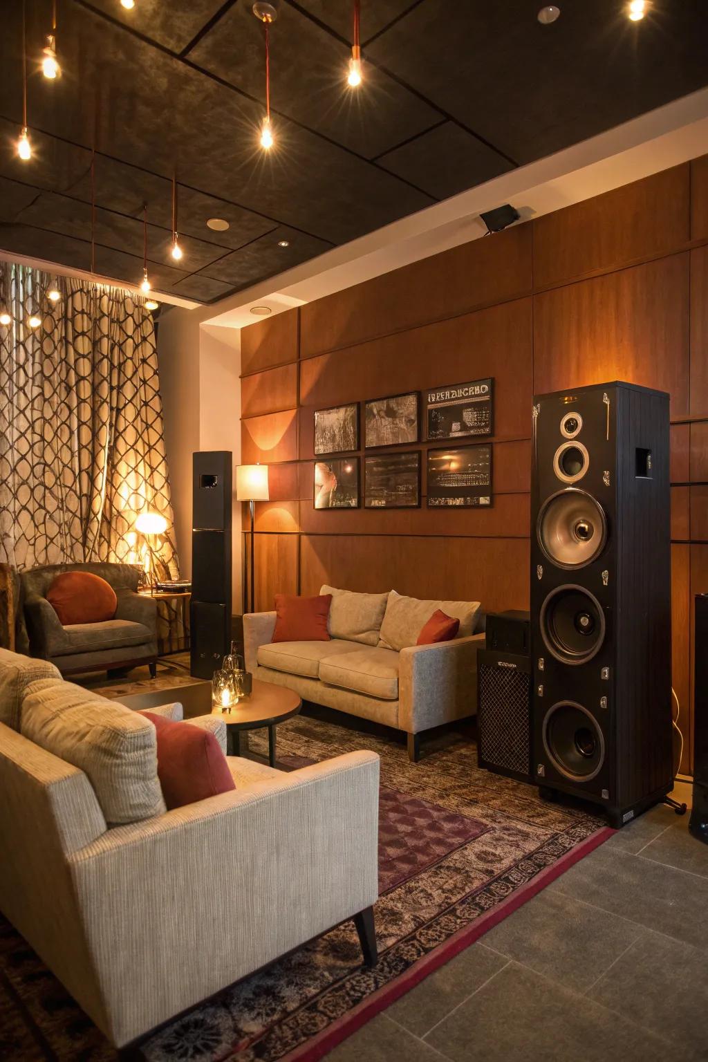 A sound system enhances the lounge ambiance.