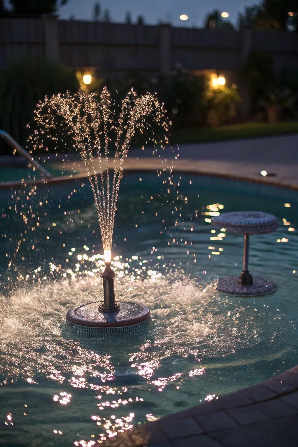 Solar lights add sparkle to pool fountains