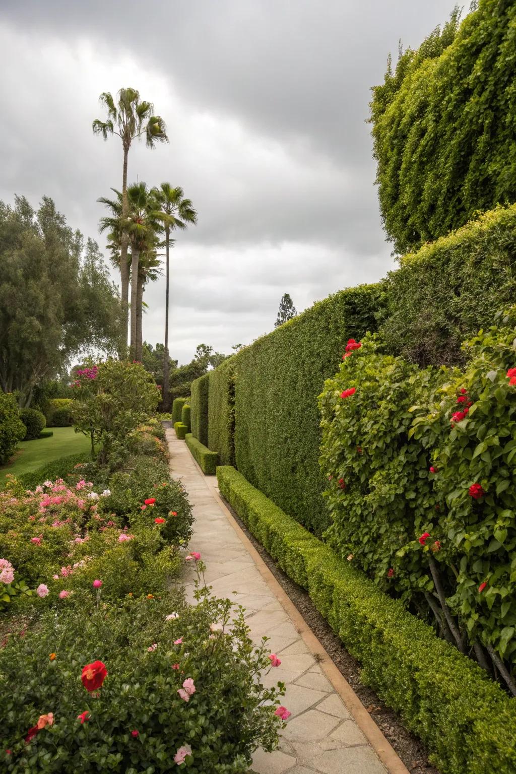 Create privacy with lush hedges