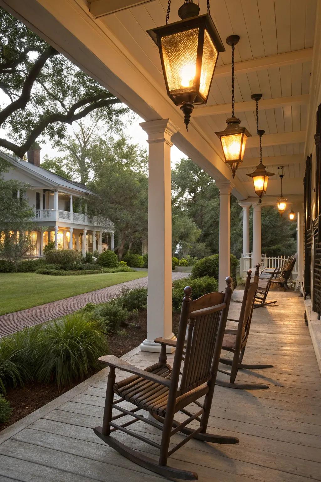 Gas lamps offer a nostalgic glow.