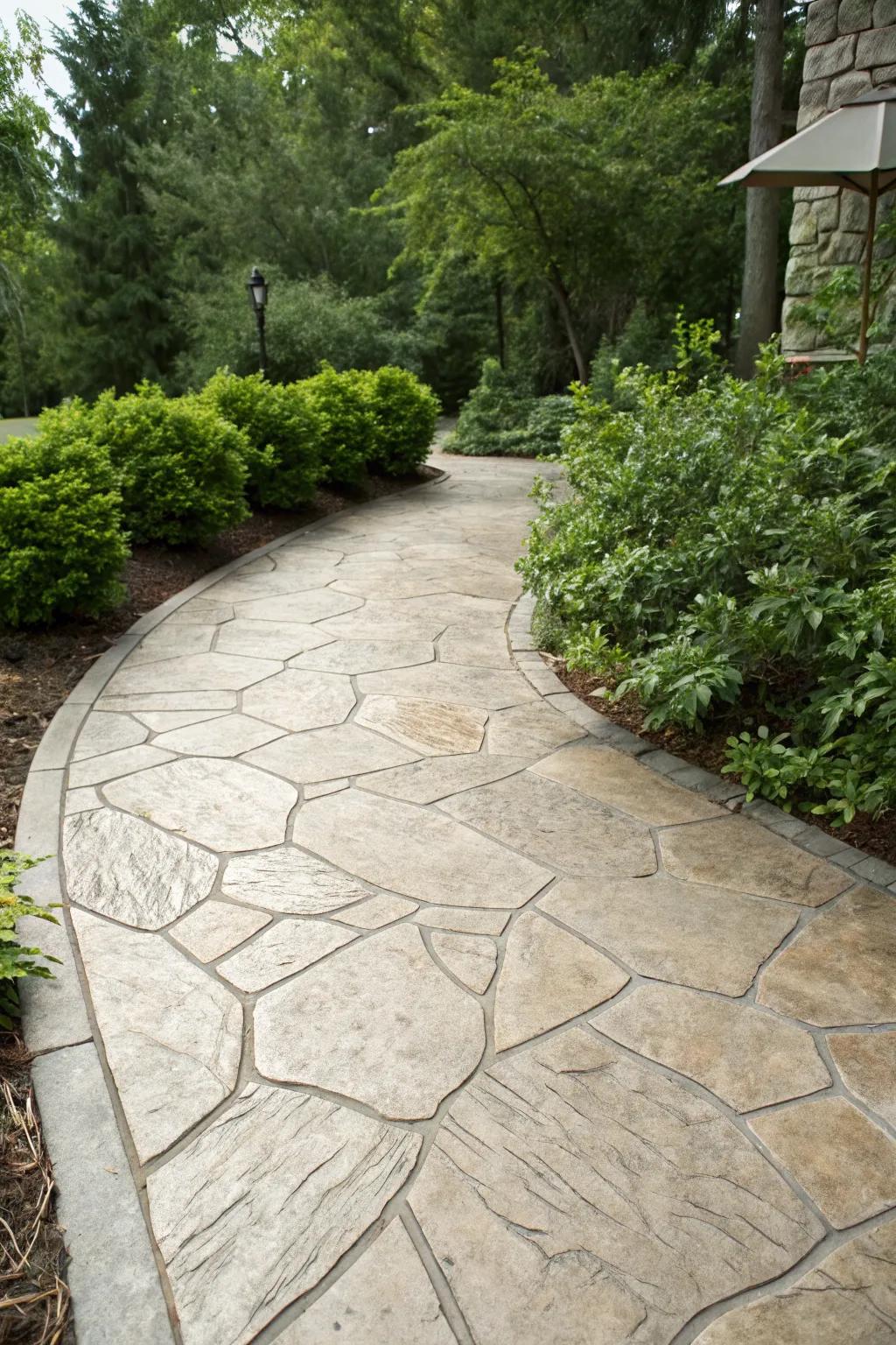 Flagstone patterns create a textured, high-end finish.