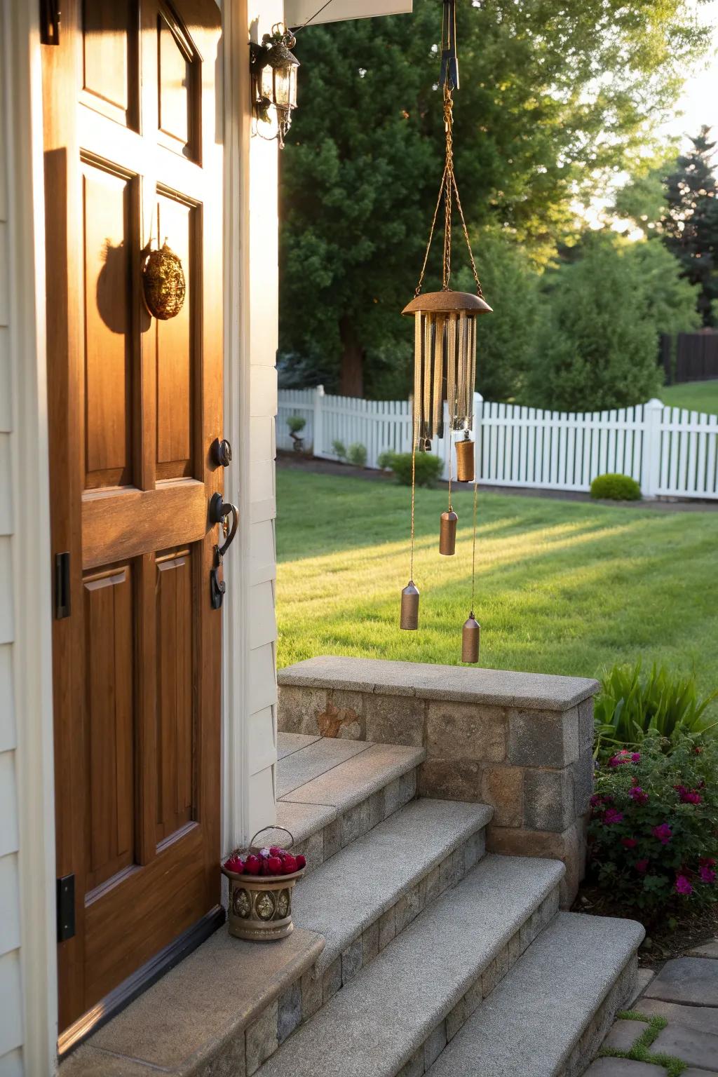 Whimsical wind chimes adding a touch of sound
