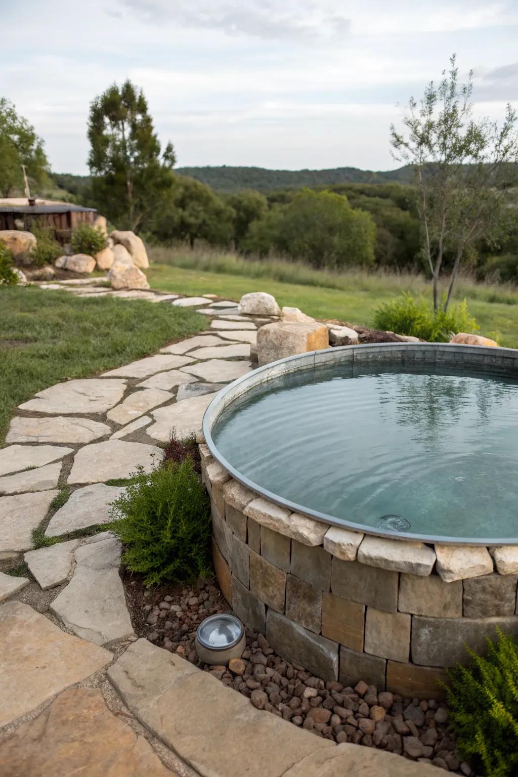 Achieve a rustic look with natural stone surrounds.