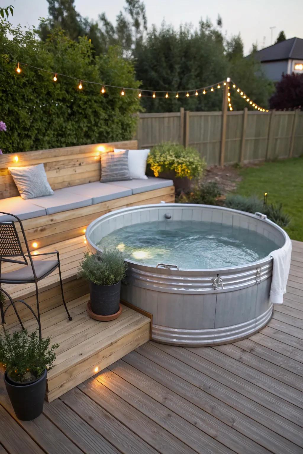 Enhance comfort with built-in seating in your hot tub.