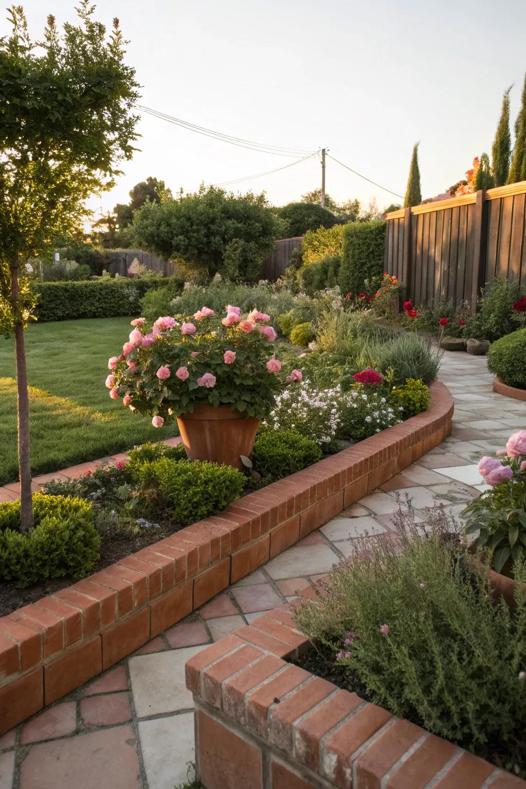 Warmth and charm with terracotta garden trim.