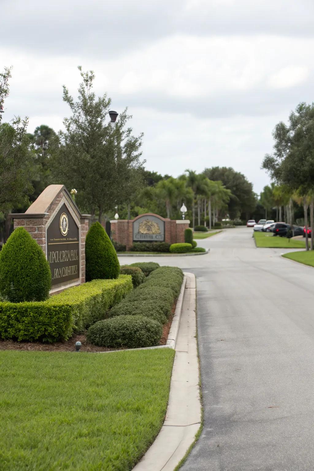 Custom sign shapes create a standout entrance.