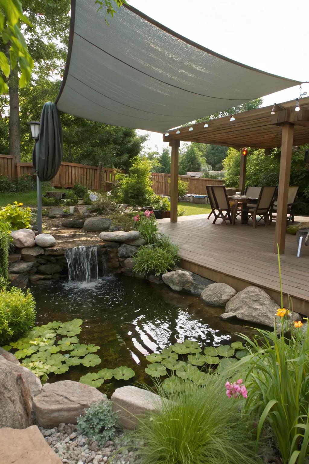 Combine shade and water for a serene retreat.