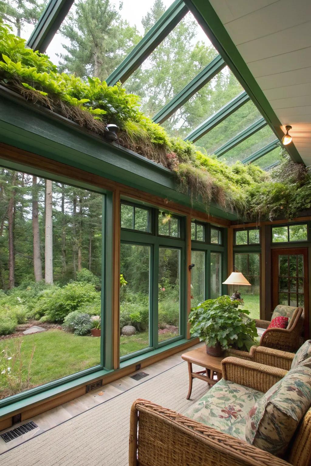 Green roofs blend sustainability with natural beauty.
