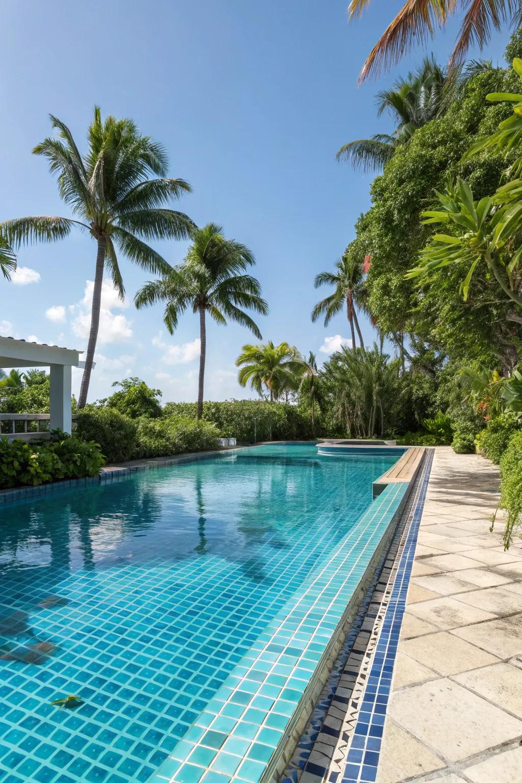 Miami blue pools bring vibrant energy and a vacation feel.