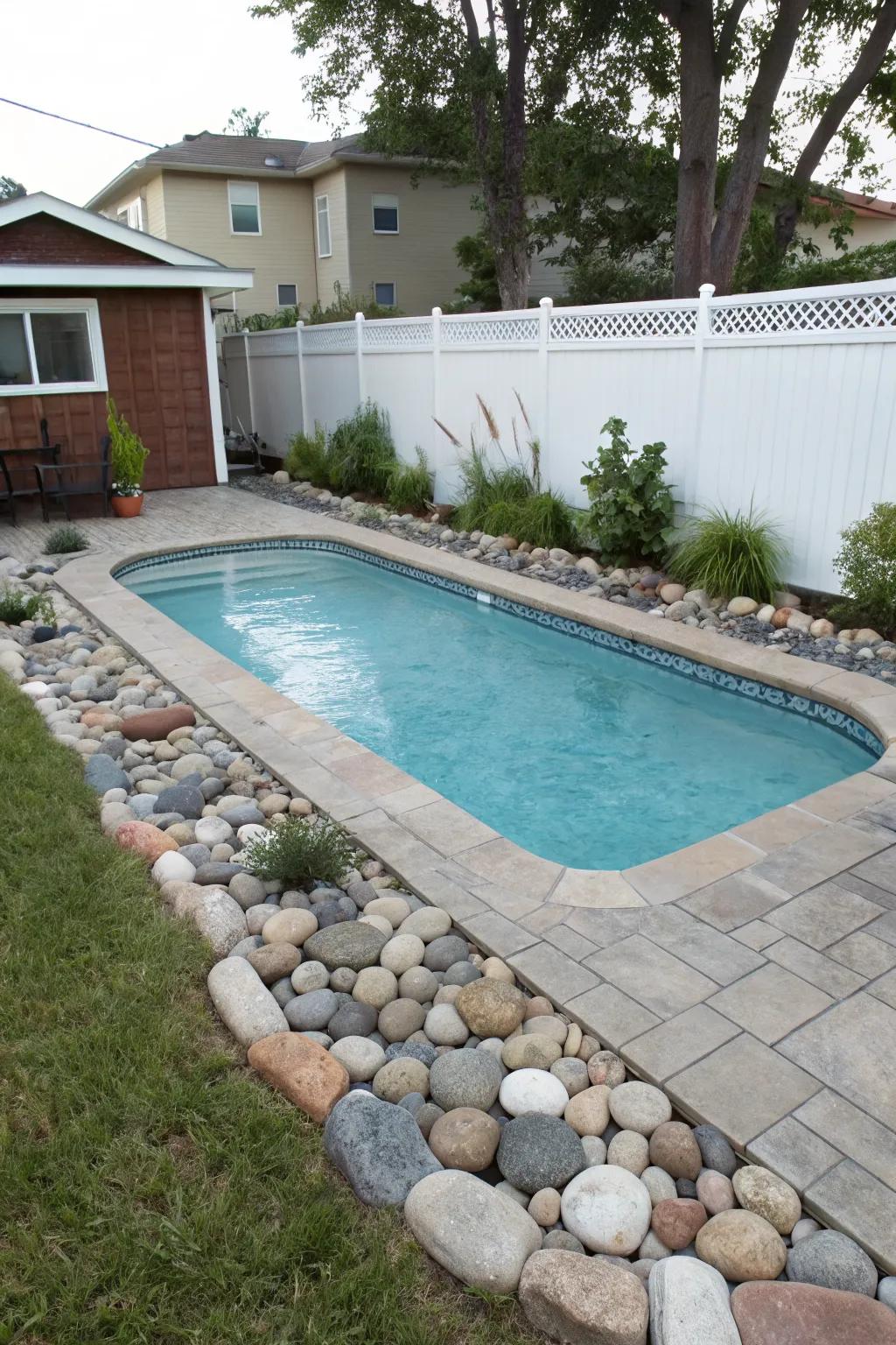 A partially inground pool offering a stylish yet practical solution.
