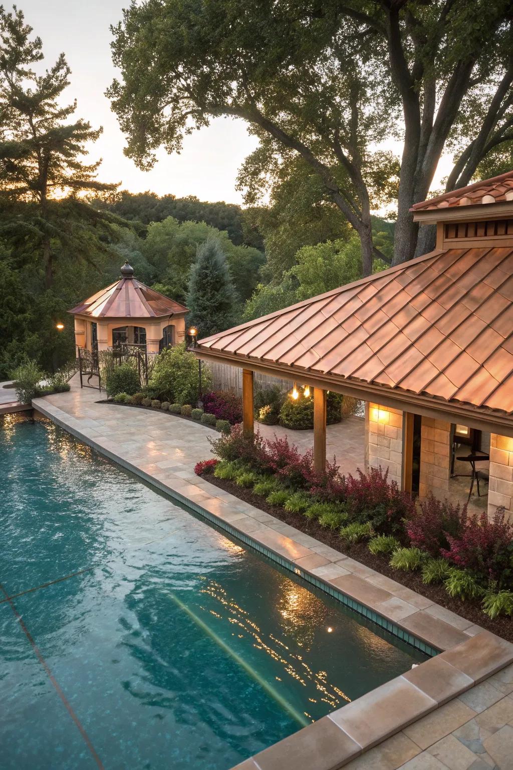 Copper roofs add a unique and radiant glow.