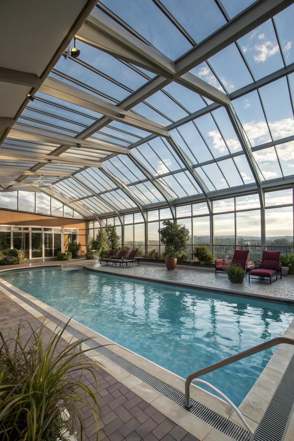 A retractable roof offers the flexibility of indoor-outdoor living.