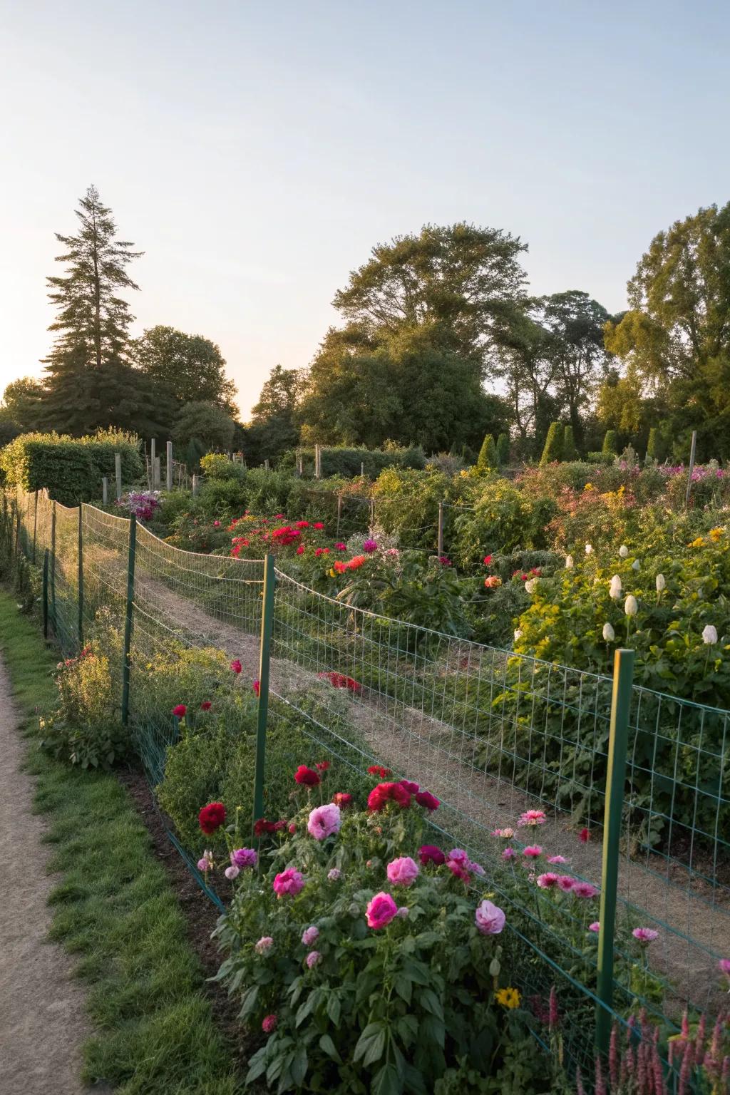 Temporary fencing shields gardens from unwanted visitors.