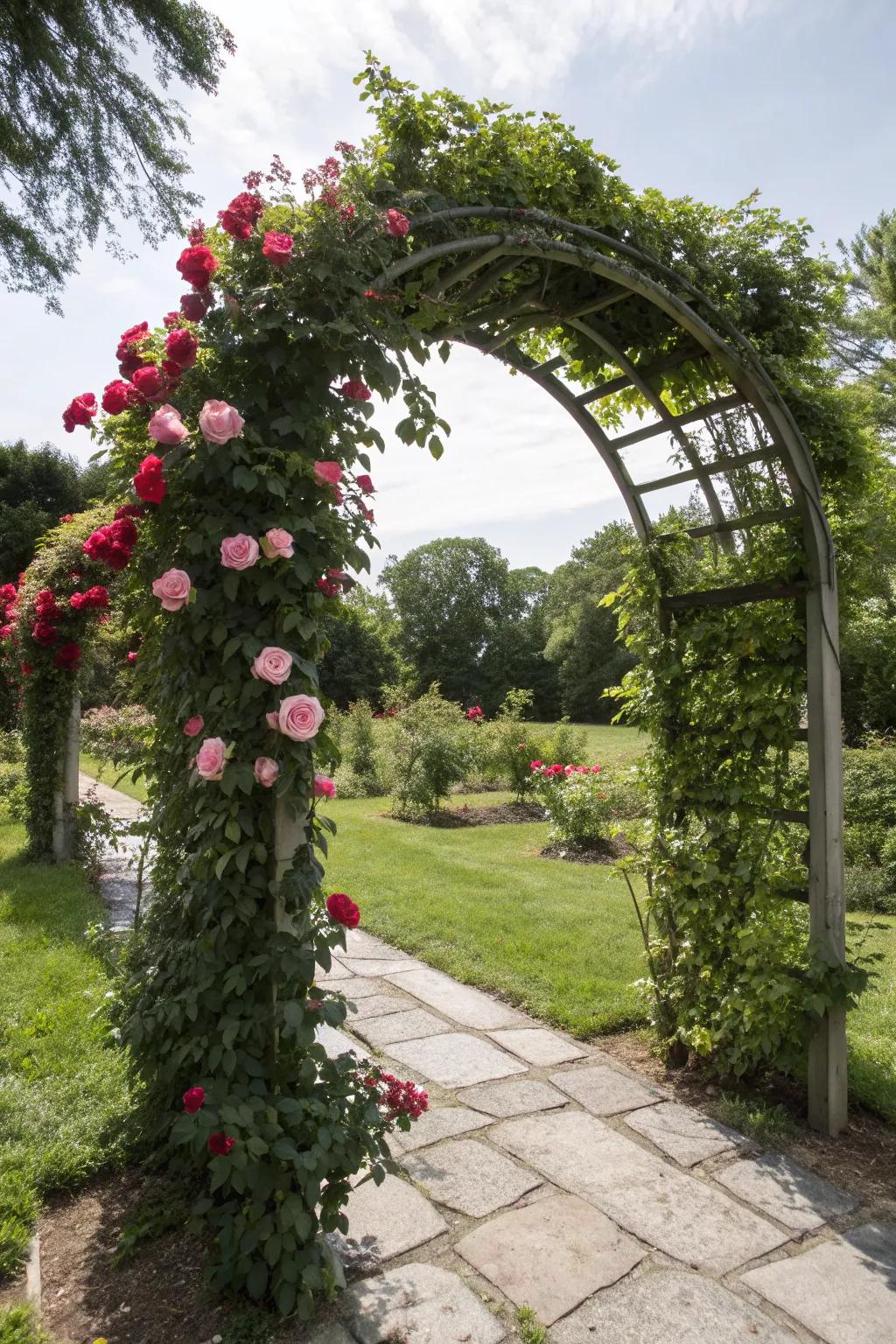 Elevate your garden's style with a graceful arched trellis.