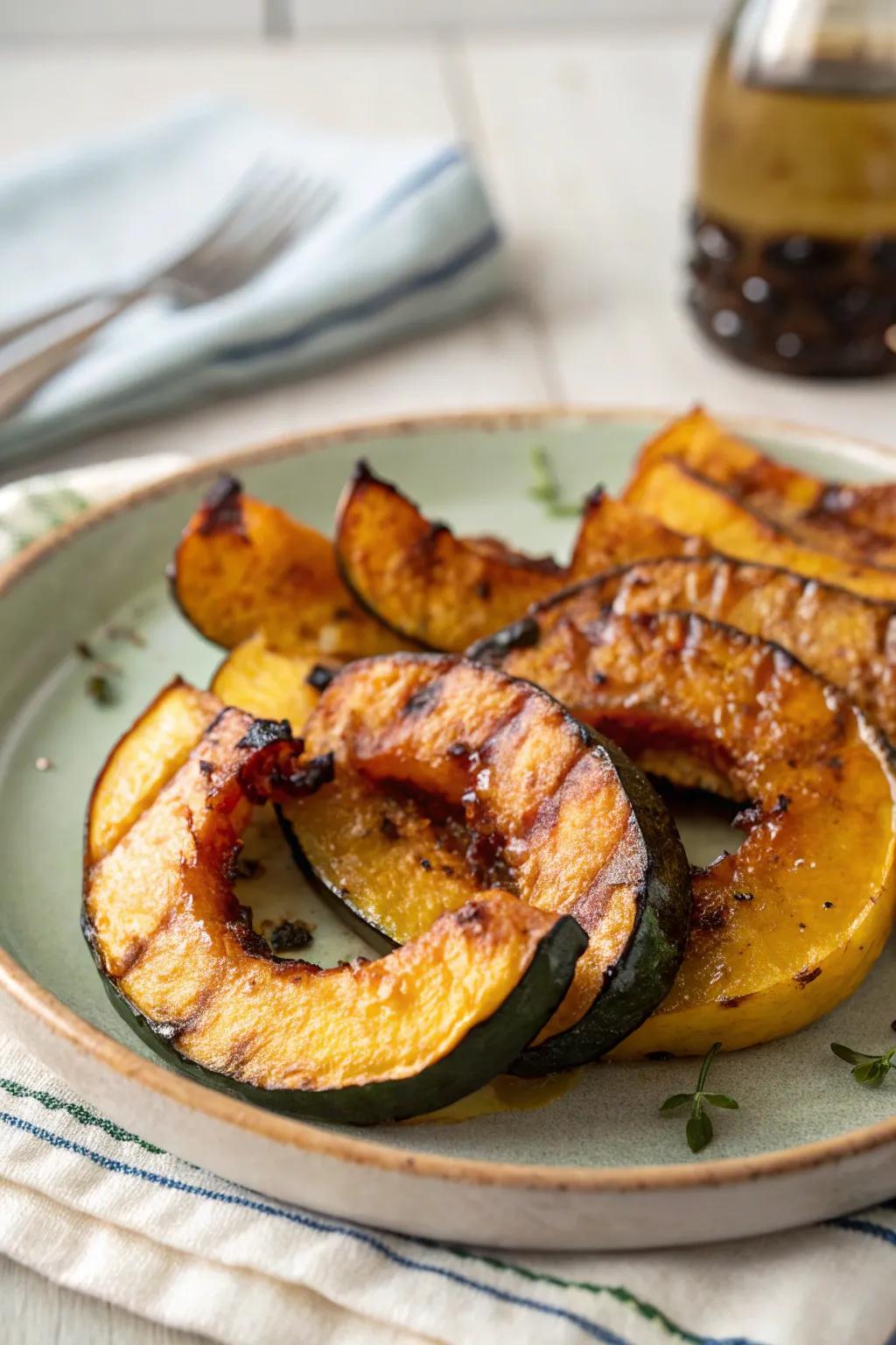Sweet and savory grilled acorn squash.