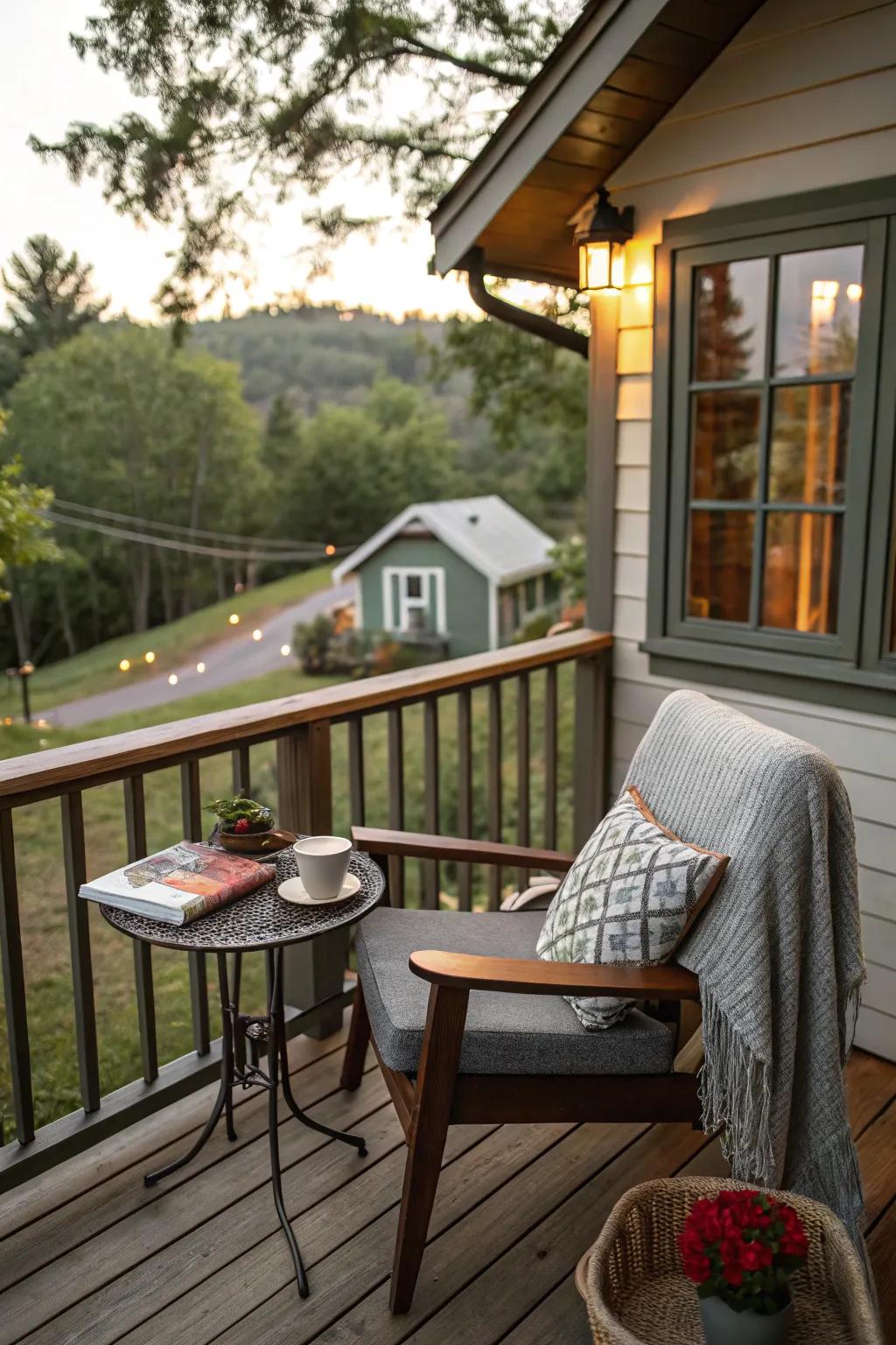 A compact nook provides a peaceful escape on your deck.