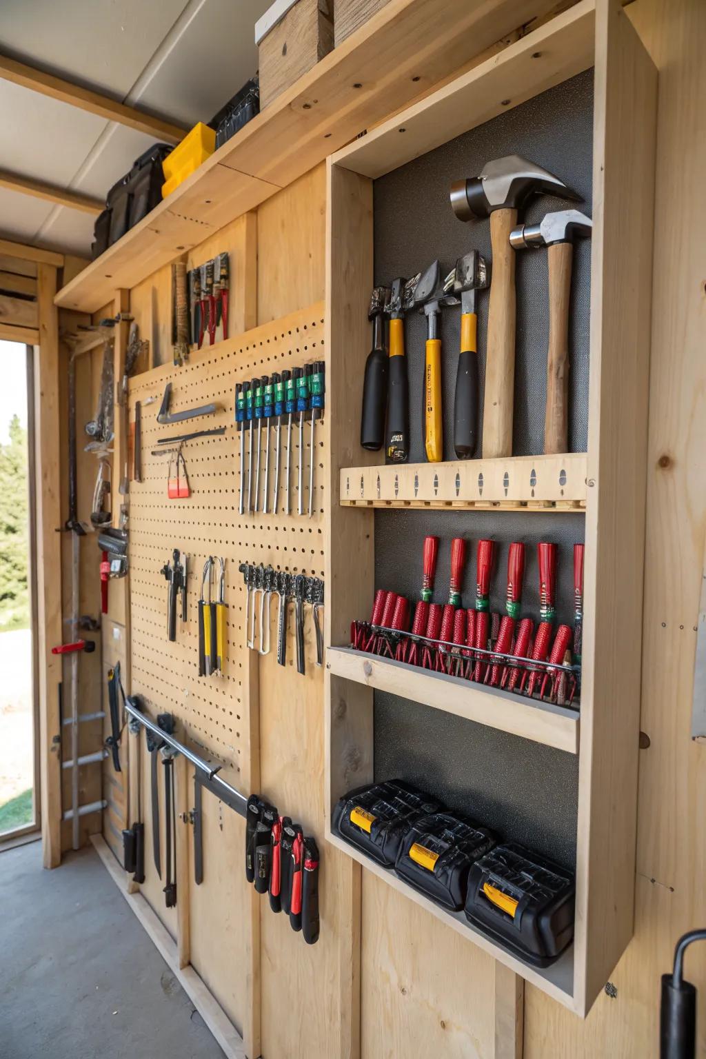 Vertical storage optimizes limited space.