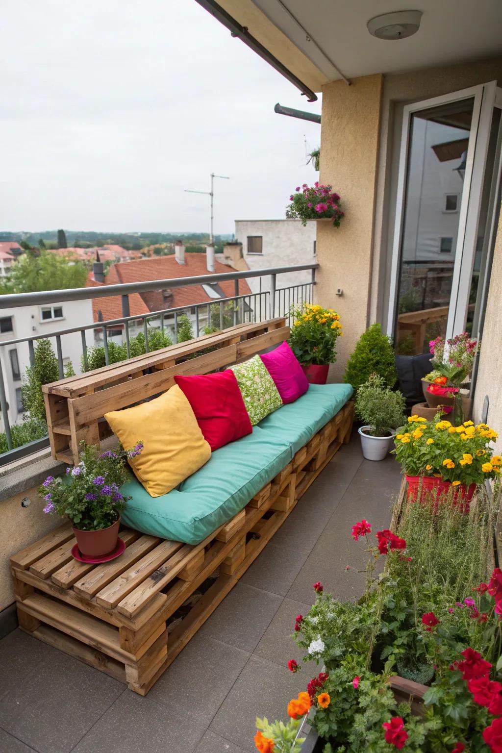 Rustic charm with a DIY pallet sofa.