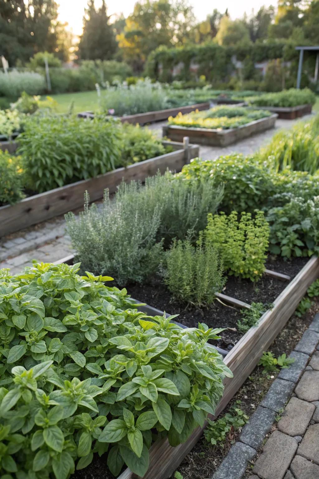 An inviting herb garden offering a sensory feast.