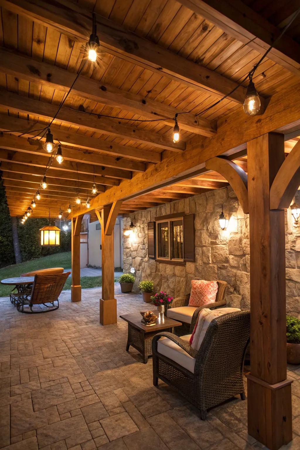 Decorative beams add architectural interest and charm.