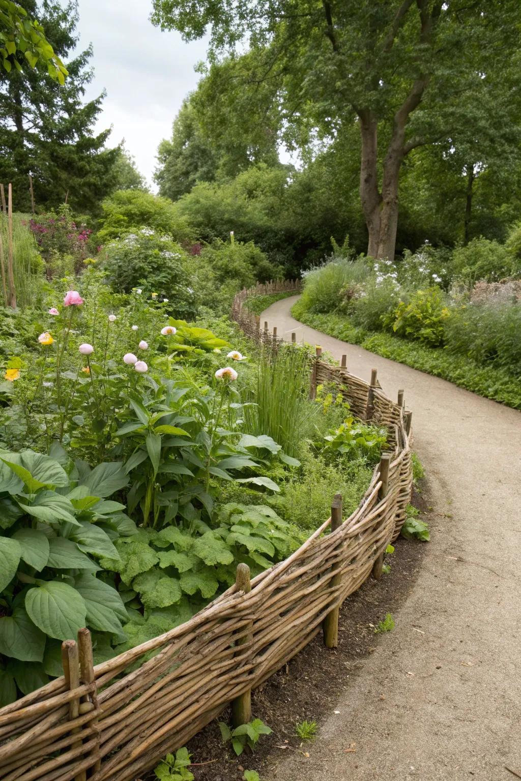 Woven willow offers rustic elegance and support for plants.