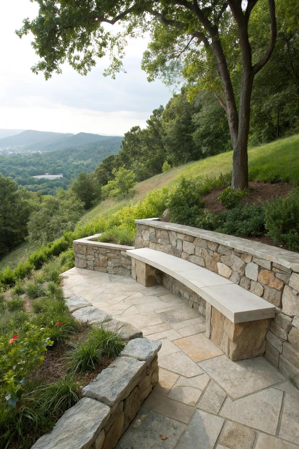Bench seating makes the most of limited space.