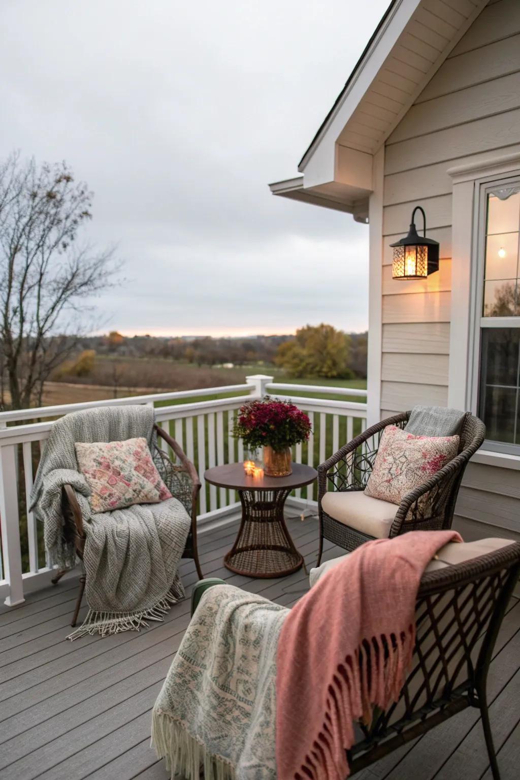 Decorative throws add warmth and style to your seating area.