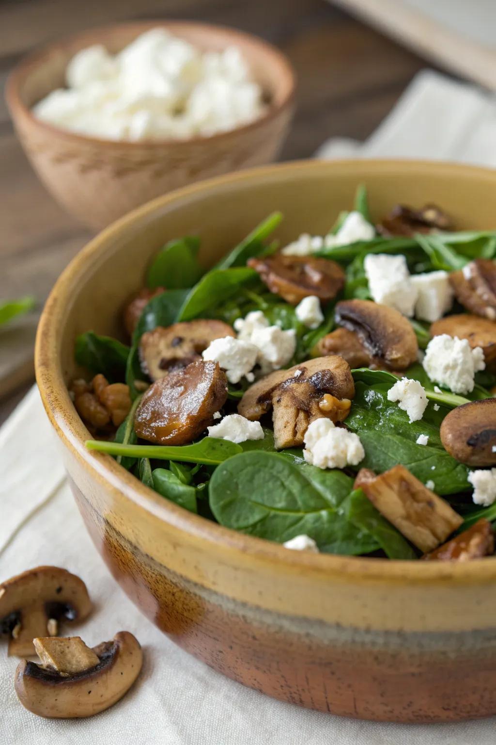 Savory mushrooms add a rich, earthy flavor to salads.