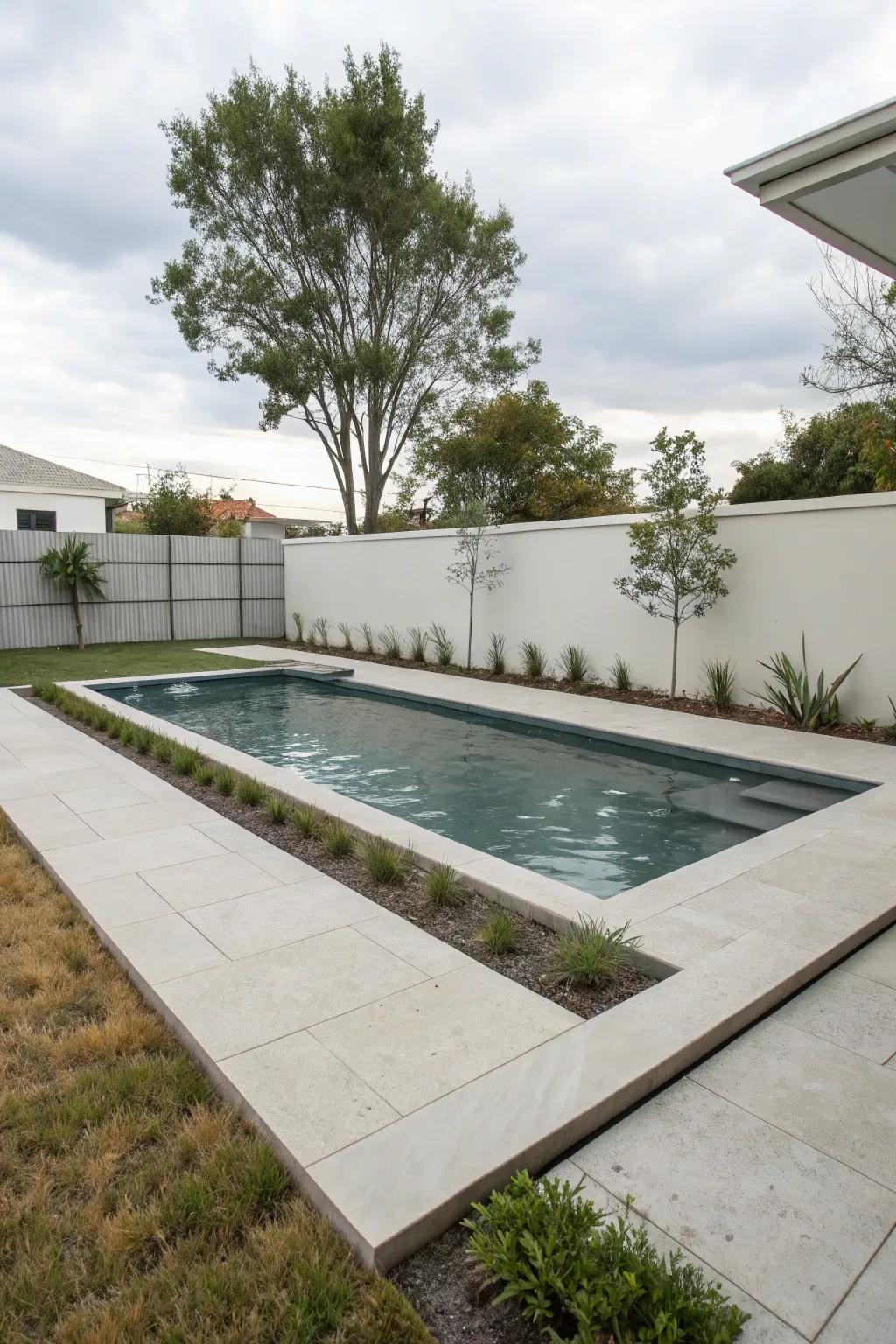 A minimalist marvel, this wading pool features sleek lines and understated elegance.