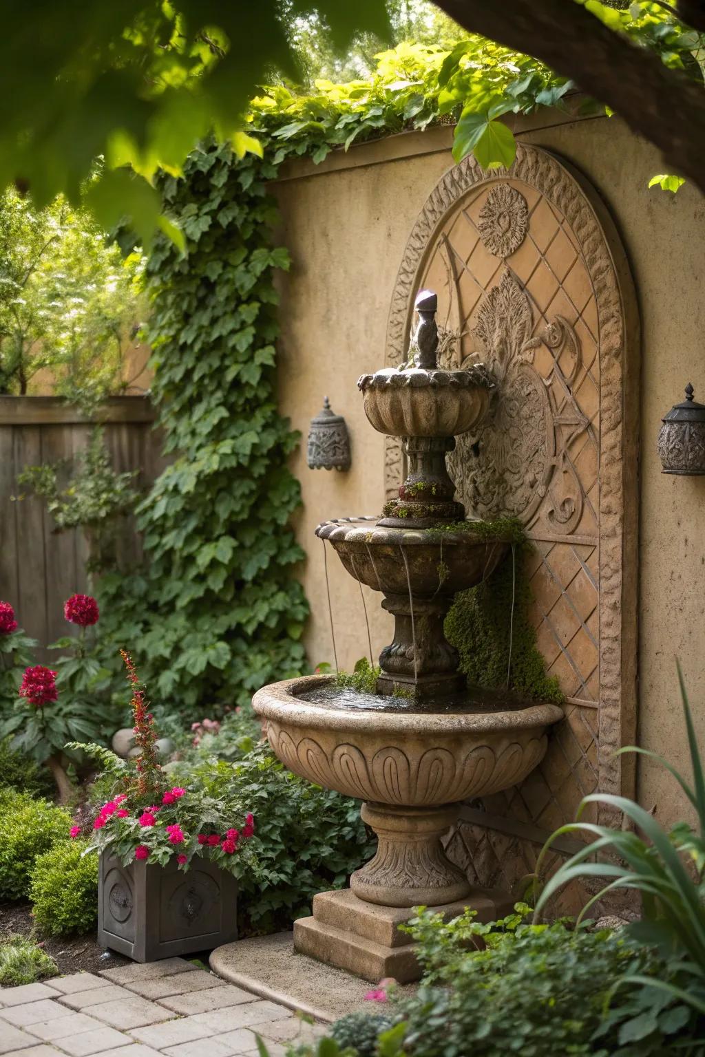 An eco-friendly wall fountain that blends sustainability with style.