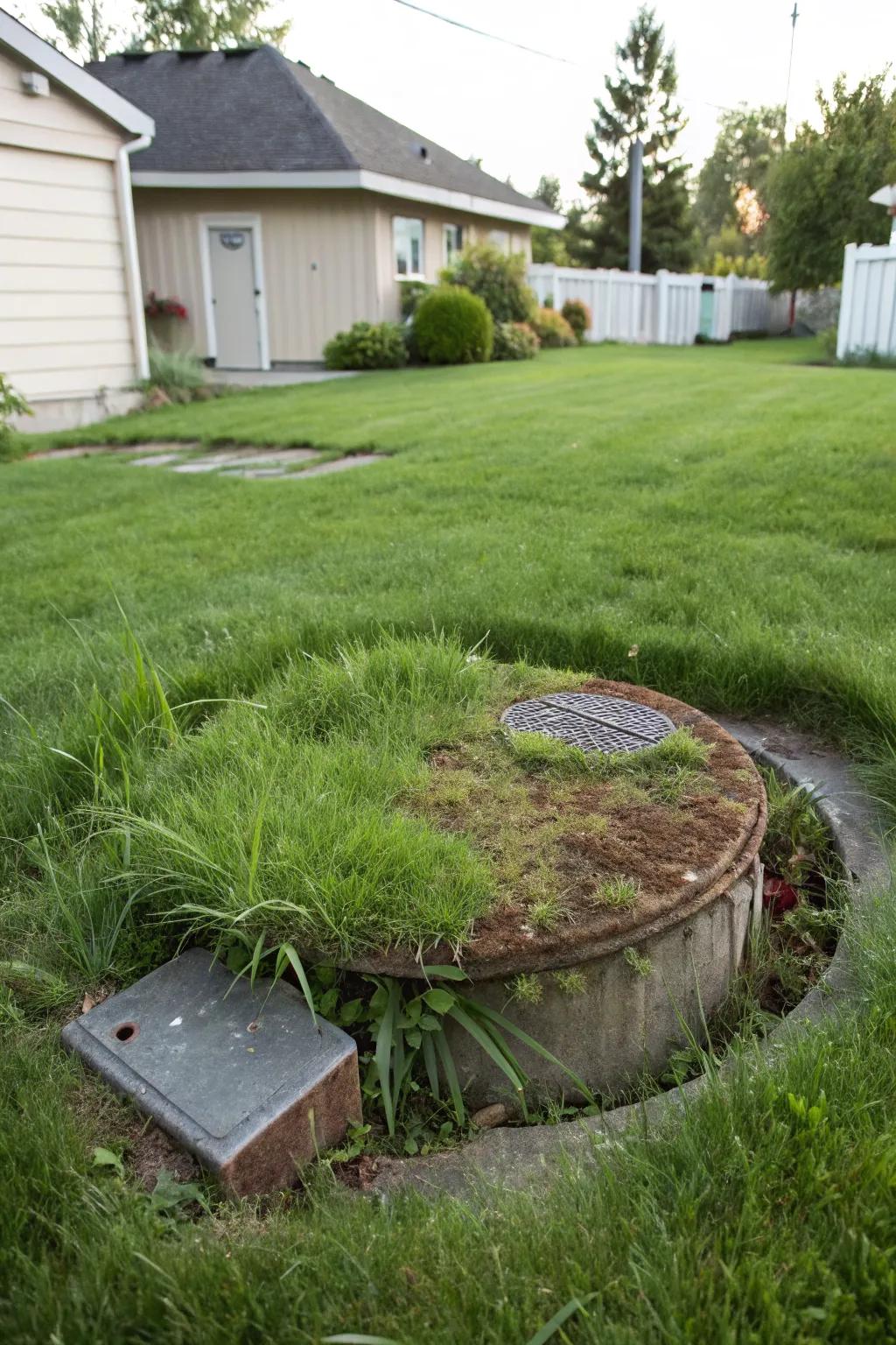 A grass top cover seamlessly integrates with your lawn.