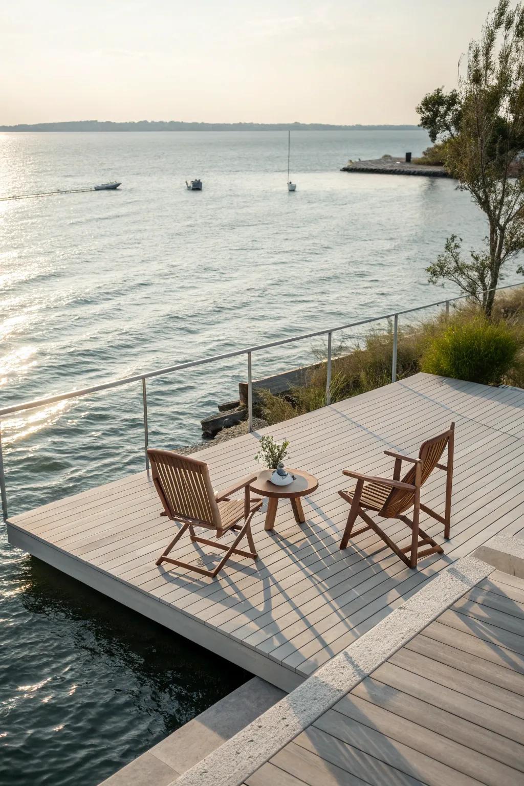 Embrace simplicity with a minimalist design for a tranquil deck.