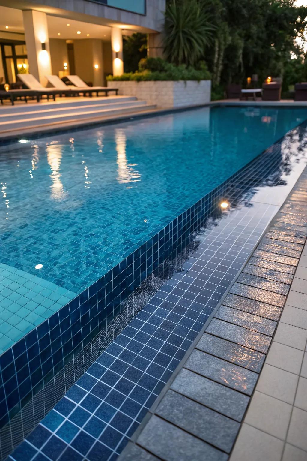 Gradient designs create a dynamic visual effect for pools.