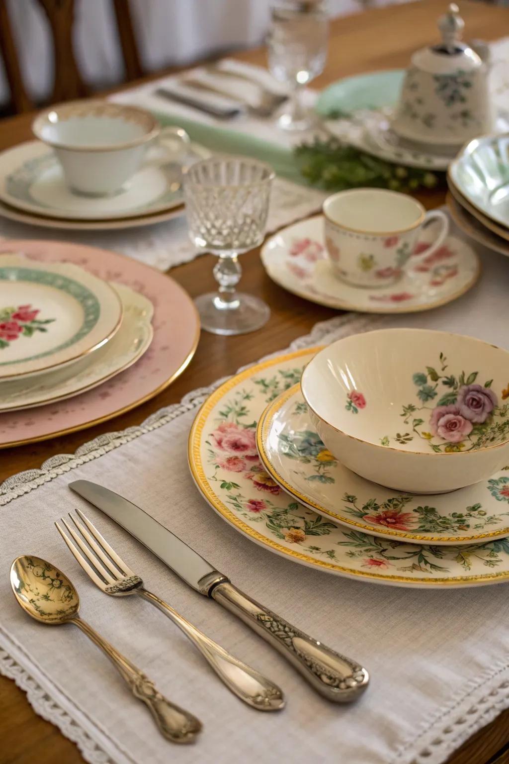Vintage table settings for a personal touch.